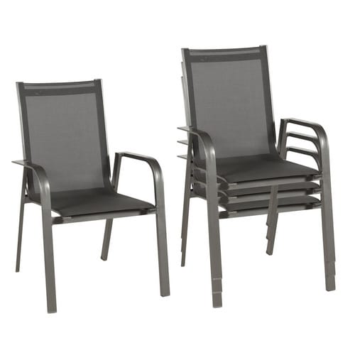 Stapelsessel, 4er, anthrazit, 69x62x97cm - grau