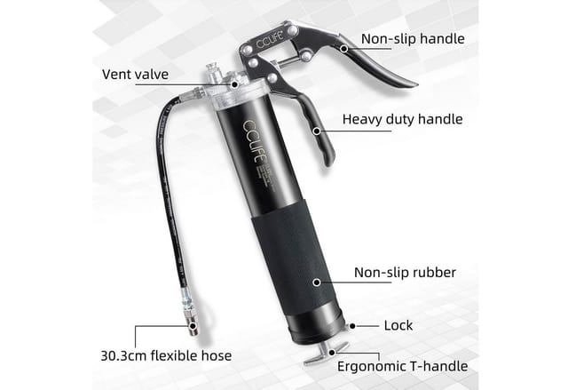 CCLIFE Mit 2x 400g Handfettpumpe Einhand Professionell 6000PSI