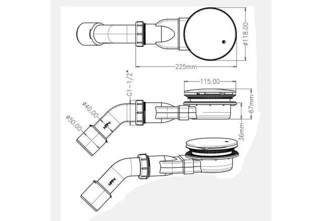 WITEN&NOCK Duschablauf Ablaufgarnitur Set extraflache Duschwannen mit Ø90 mm Ablaufloch, 1-tlg.