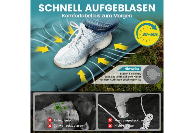 Bundviel Isomatte Luftmatratze Outdoor Camping Isomatte Selbstaufblasend Ultraleicht, 12cm Ultradicke 83cm Ultrabreite mit Fußpumpe