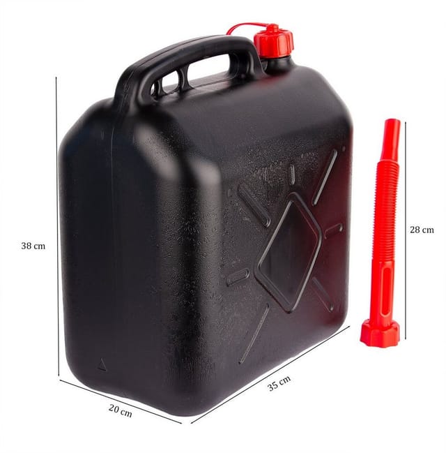 BigDean Benzinkanister 20L mit flexiblem Ausgießer - Kanister für Benzin, Diesel & AdBlue (Set, 4 St., Kanister + Ausgiesrohr), UN-Zulassung, Höchste Sicherheitsanforderung, Sicherheitsverschluss