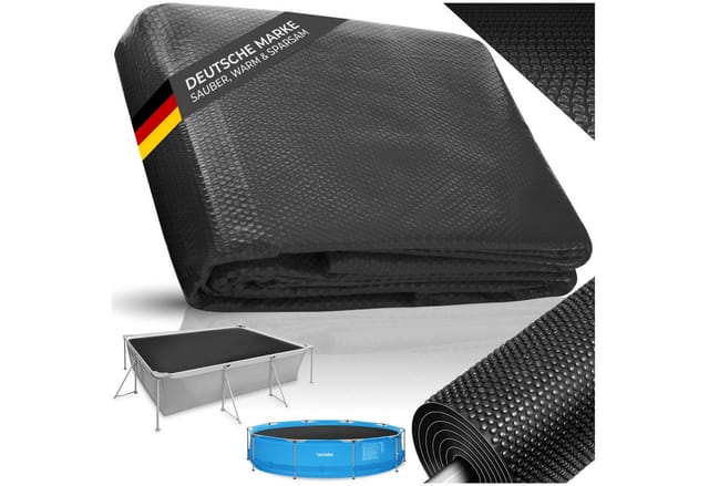 tectake Pool-Abdeckplane Solorientalischdeckung - leichte, zuschneidbare Schutzfolie (Poolabdeckung, in schwarz), Effiziente Wassererwärmung durch Solarfolie