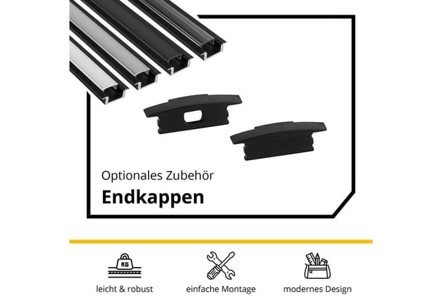 tktrading24 LED-Stripe-Profil A25 LED Profil Schwarz mit Abdeckung - Premium Einbauprofil