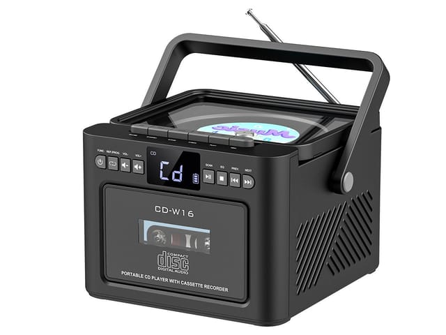 Greadio W16 Tragbarer CD-Player Kassettenrekorder mit Bluetooth 5.1 FM Radio CD-Player (Bluetooth)