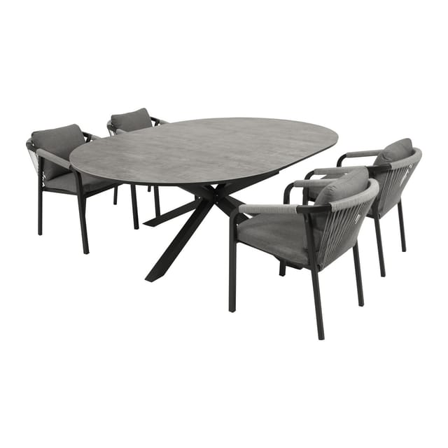 DEGAMO Garnitur LYON 5-teilig, Alu + ECP + Rope grau