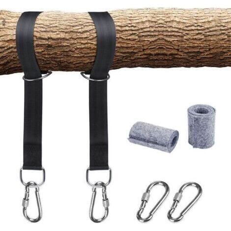 Hängemattengurt, Baumschaukelgurt, Baumhängemattenbefestigung 2 X 150 Cm Mit D-ring – Zwei Karabiner – Maximale Belastung 500 Kg