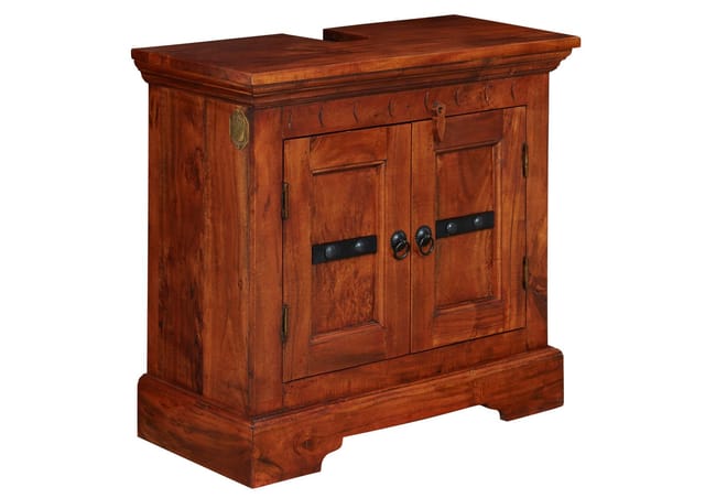 Massivmoebel24 - Waschbeckenunterschrank Akazie 66x30x60 Nougat Lackiert Oxford 1007