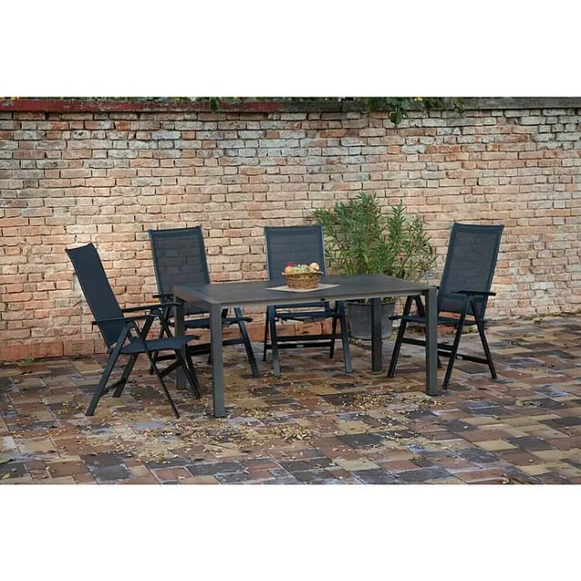 Acamp Gartenmöbel-Set Urban (5 -tlg., Aluminium, HPL, Acatex, Anthrazit, Klappbar)