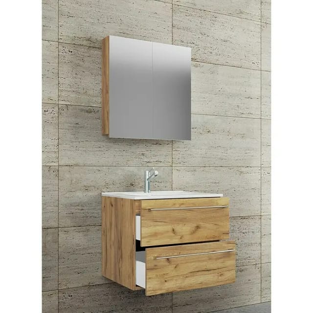 VCM Badinos Badmöbel-Set SPS (60 cm, Honig-Eiche, 3 -tlg.)