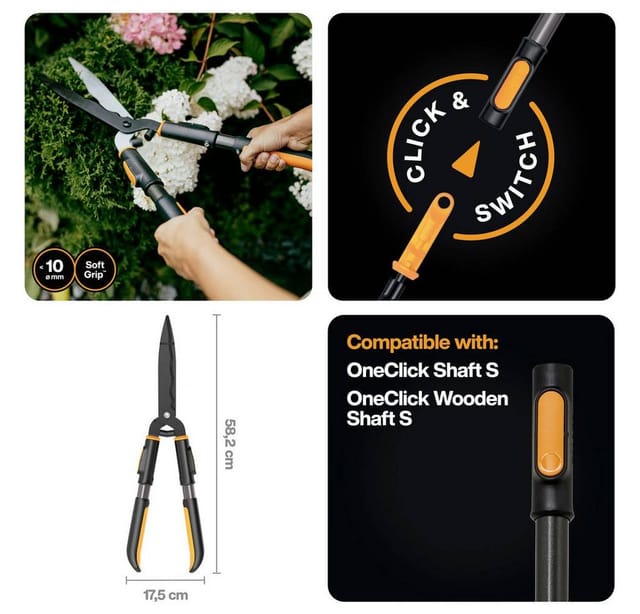 FISKARS Heckenschere »OneClick«, Hedge Shear, BxL: 17,5 x 87,2 cm - schwarz