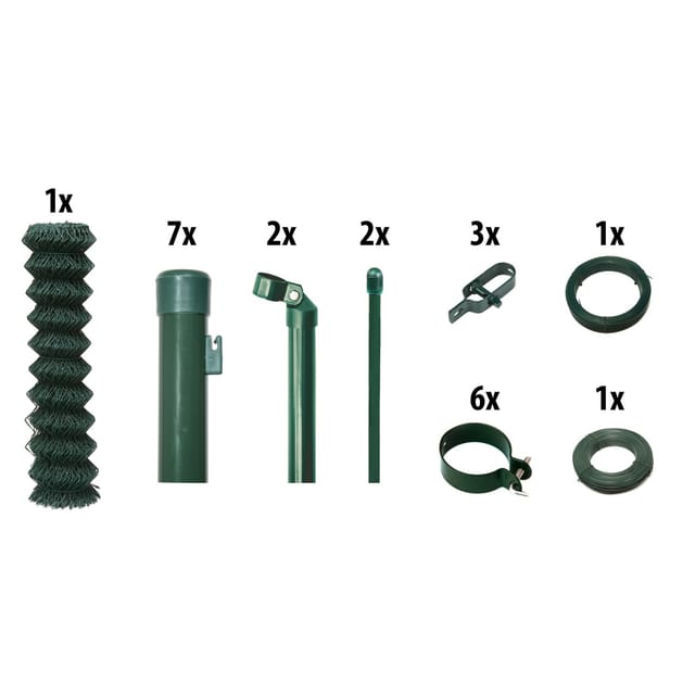 Floraworld Maschendrahtzaun Set 15 m 1500 x 80 cm inkl. 7 Pfosten 120 cm moosgrün