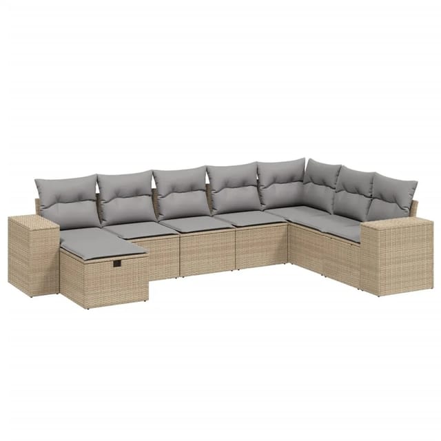 vidaXL 8-tlg Garten-Sofagarnitur mit Kissen Beige Poly Rattan Modell 177