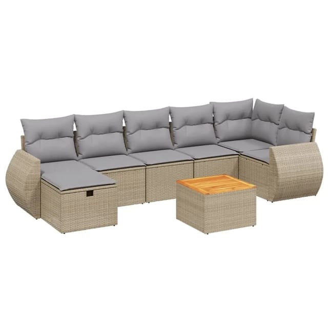 vidaXL 8-tlg Garten-Sofagarnitur mit Kissen Beige Poly Rattan Modell 165