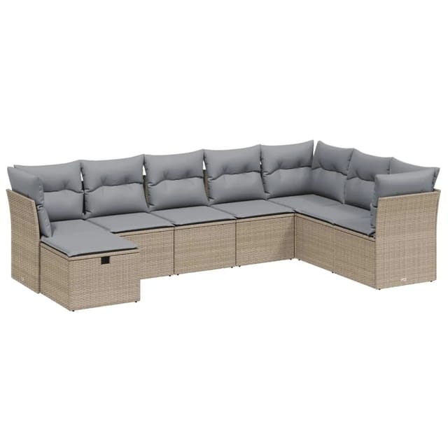 vidaXL 8-tlg Garten-Sofagarnitur mit Kissen Beige Poly Rattan Modell 123