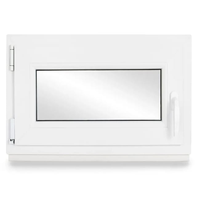 Neruli Kellerfenster Kunststoff Weiß Dreh-Kipp 75x60cm BxH DIN Links 2 -Fach Glas Dichtung Schwarz