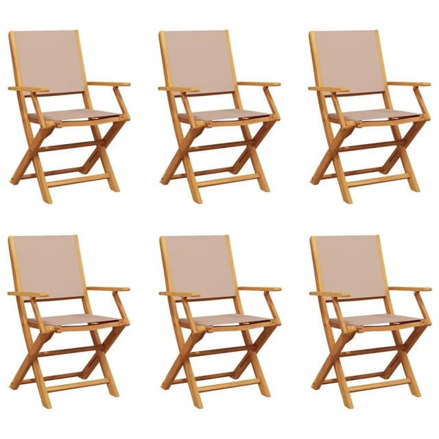 vidaXL Gartenstühle 6 Stk Klappbar Taupe Stoff und Massivholz 3214581