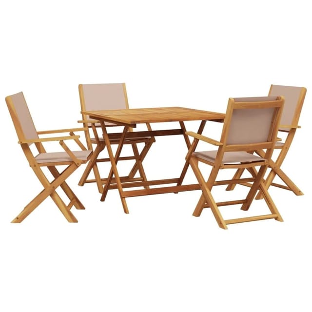vidaXL 5-Tlg Garten-Essgruppe Stoff und Massivholz Taupe 3281834