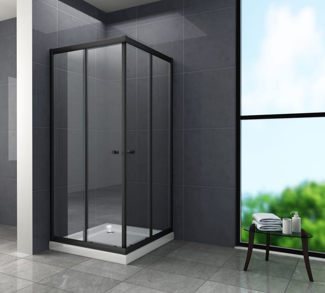 Glasdeals Duschkabine 6 mm Glas Dusche JUNISO Q Schwarz 80 x 80 x 190 cm 3340