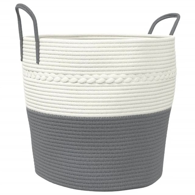 vidaXL Aufbewahrungskorb Grau und Weiß Ø43x38 cm Baumwolle 358485