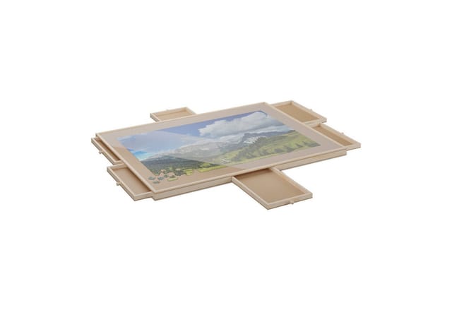 Relaxdays Puzzlebrett Kiefernholz Natur Drehbar 6 Schubladen 83,5 cm x 63,5 cm x 4,5 cm 5,4 kg