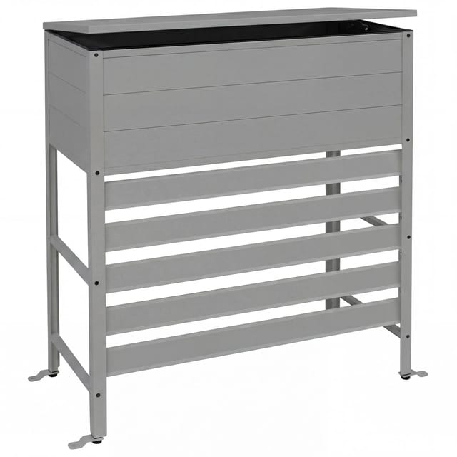 PROREGAL Aluminium Verkleidung Für Klimaanlage Wärmetauscher HxBxT 110x96x43cm Abdeckung Aufbewahrungsbox Grau