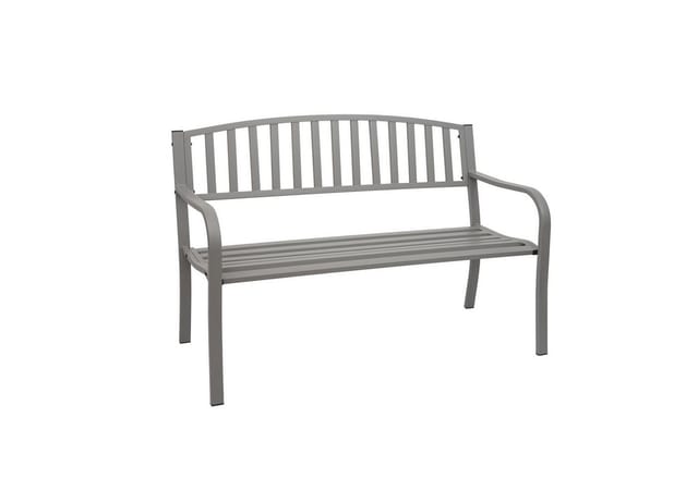 PROREGAL Gartenbank HxBxT 87x128x58cm Bank Parkbank Sitzbank Grau 2-Sitzer Pulverbeschichteter Stahl