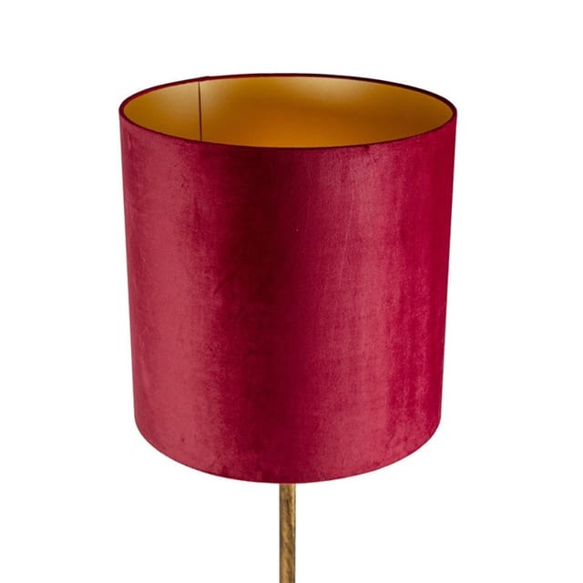 QAZQA Vintage Stehleuchte Gold mit Rotem Schirm 40 cm Simplo