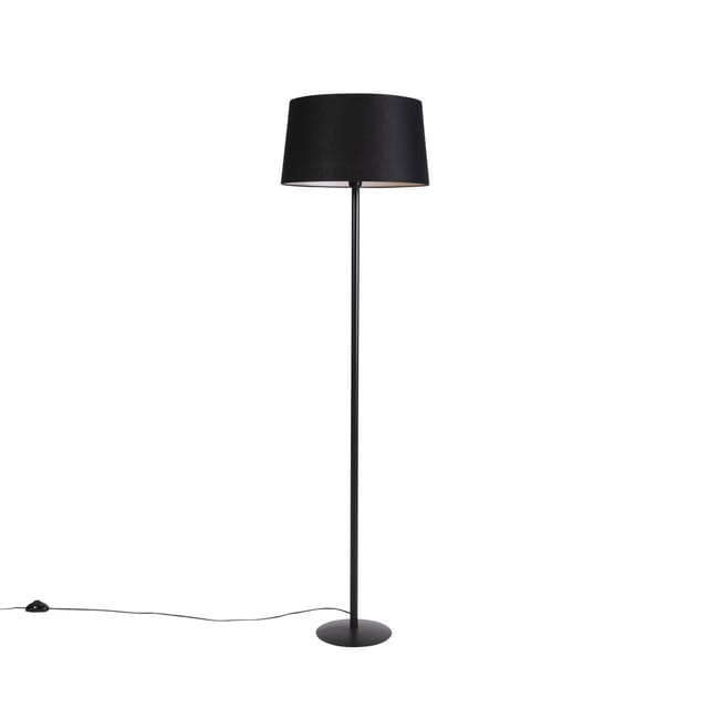 QAZQA Schwarze Stehlampe mit Leinenschirm Schwarz 45 cm Simplo