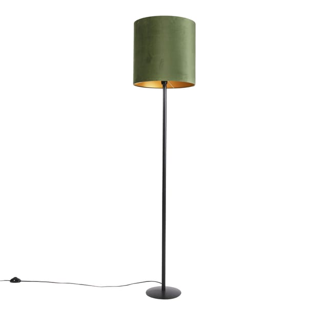 QAZQA Botanische Stehlampe Schwarz mit Grünem Schirm 40 cm Simplo