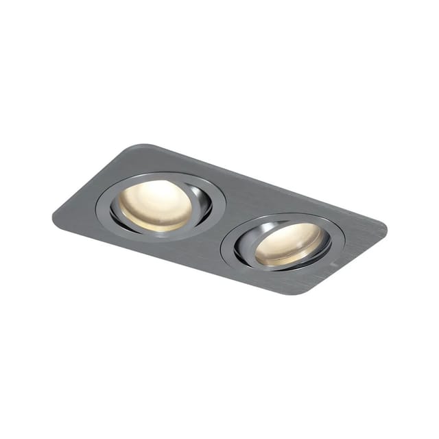 QAZQA AbgeRundeter Einbaustrahler Gunmetal GU10 50mm Dreh und Schwenkbar IP44 2 Flammig AlberTo