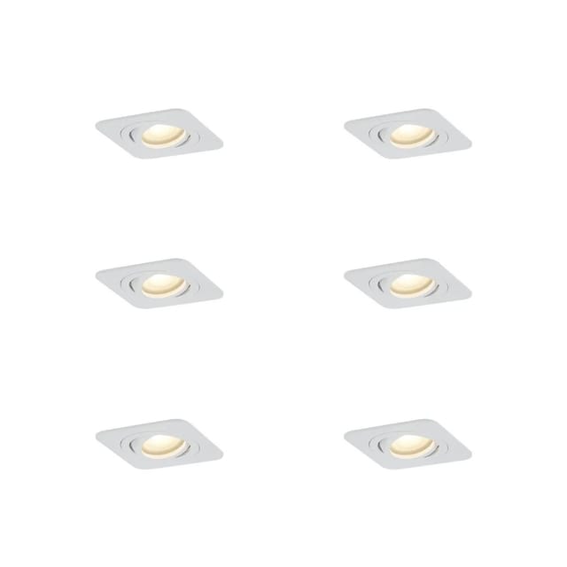 QAZQA Set mit 6 Runden Einbaustrahlern Weiß GU10 50mm Dreh und Schwenkbar IP44 AlberTo