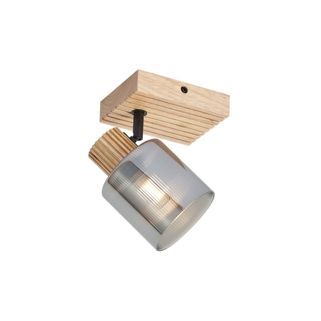 QAZQA Moderner Spot Holz mit Rauchglas Dreh und Neigbar Gracy