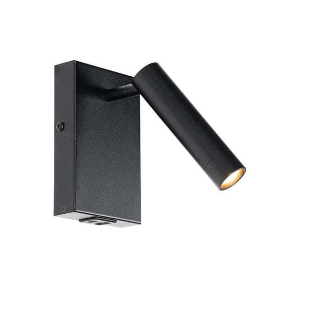 QAZQA Professional Moderne Wandleuchte Schwarz mit Verstellbarem USB CrOft