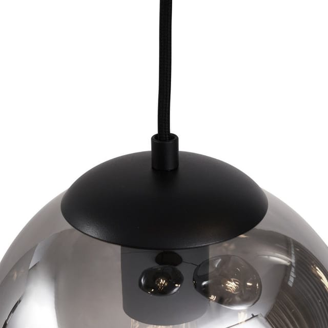 QAZQA Art Deco Hängelampe Schwarz mit Rauchglas 3 Flammig Douglass