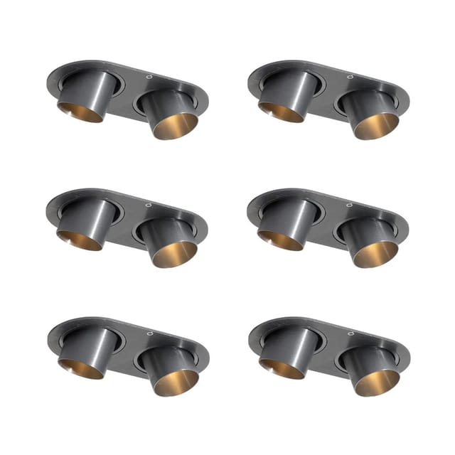 QAZQA Set mit 6 Einbaustrahlern Gunmetal GU10 35mm Schwenkbar 2 Licht Installa