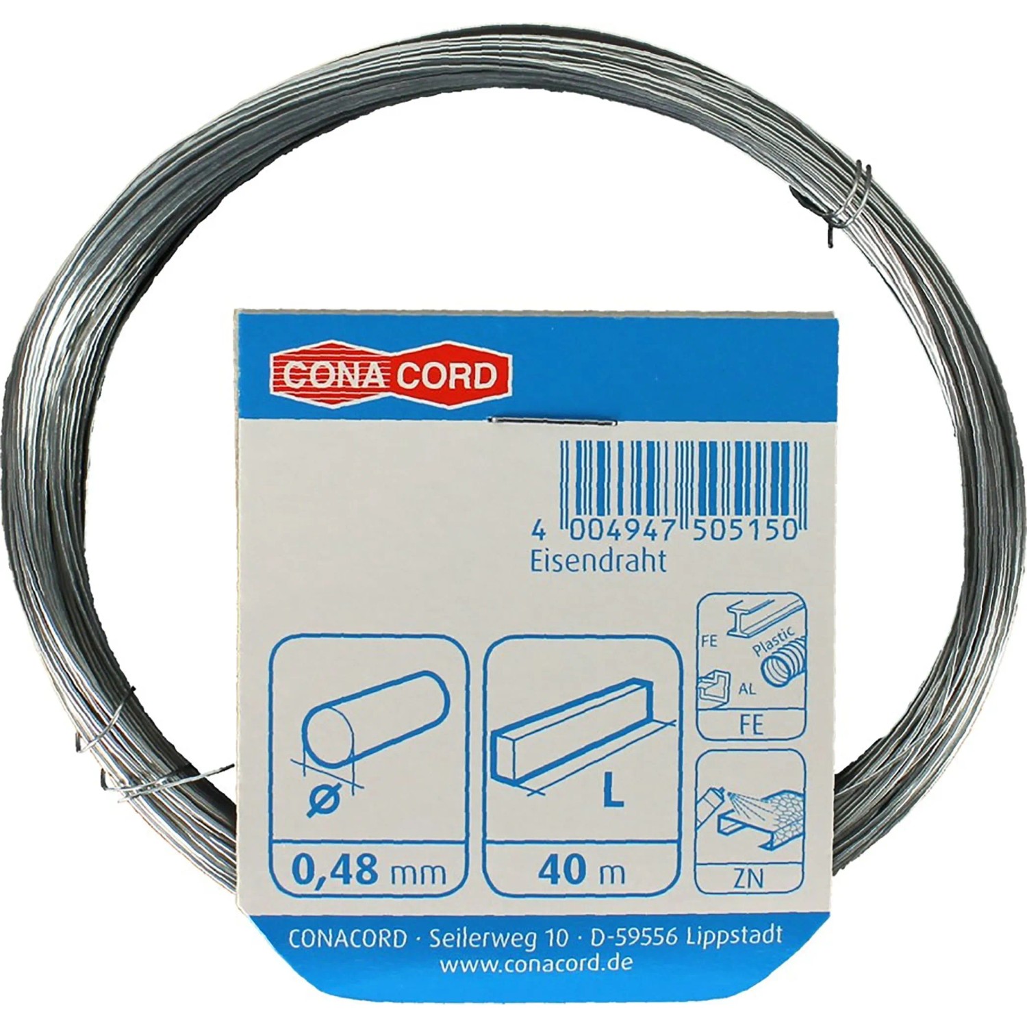 Conacord Eisendraht Verzinkt Ø 0,48 mm Länge 40 m