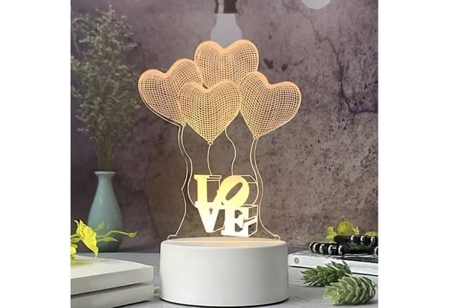 Realb2b LED Nachtlicht 3D LED Nachtlampe Love Heart USB Tischlampe Kinderzimmer, LED fest integriert, 3D Effekt LED USB oder Batterie Touch Bedienung Dekolicht