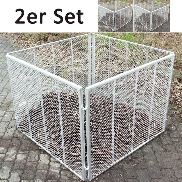 TRUTZHOLM Komposter 100x100x80 cm Metallkomposter aus Streckmetall Gartenkomposter, BxTxH: 100x80x80 cm, 800 l, (2er Set), Feuerverzinkt