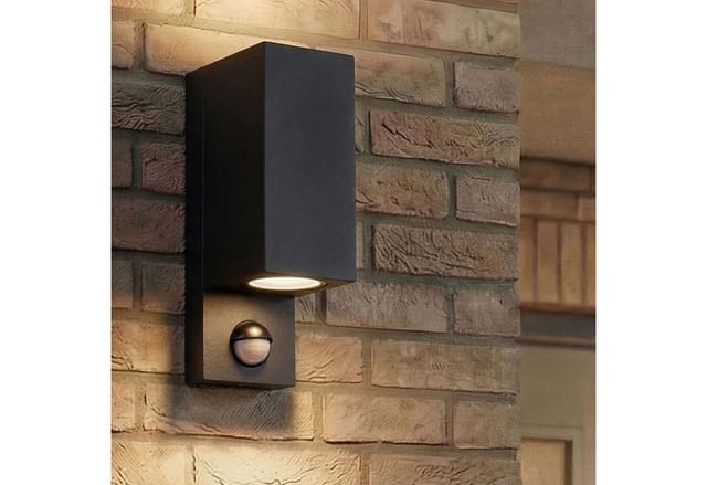 Maxkomfort Außen-Wandleuchte Up & Down Wandlampe mit Bewegungsmelder, Außen & Innen, GU10, ohne Leuchtmittel, Modern, IP44 wetterfest, Bewegungsmelder, exkl. Leuchtmittel