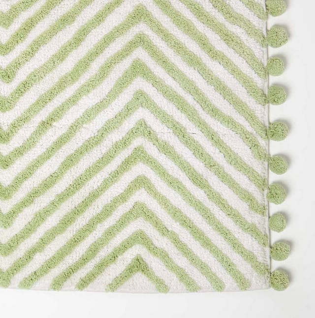 Homescapes Badematte Badteppich grün mit Zickzack-Muster – Badematte 50 x 80 cm, Höhe 20 mm, 50 x 80 cm