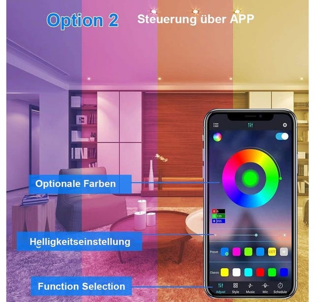 KINSI LED Stripe LED Strip, LED- Streifen, Lichterketten, Lichtstreifen, Bluetooth, RGB, 5,10,15,20M, 18 Lichter/M, Infrarot-Fernbedienung, Bareboard RGB