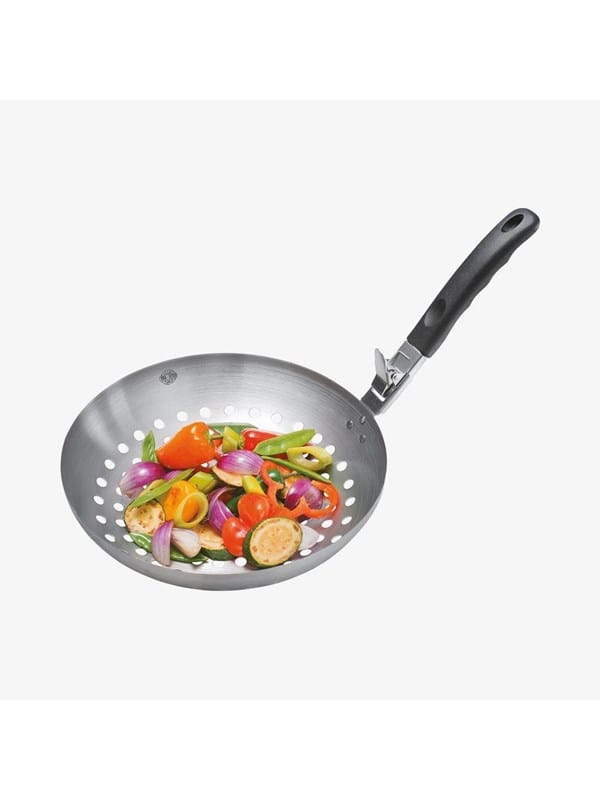 GEFU Wok Gemüse Wok BBQ, Edelstahl, Kunststoff, Abnehmbarer Griff