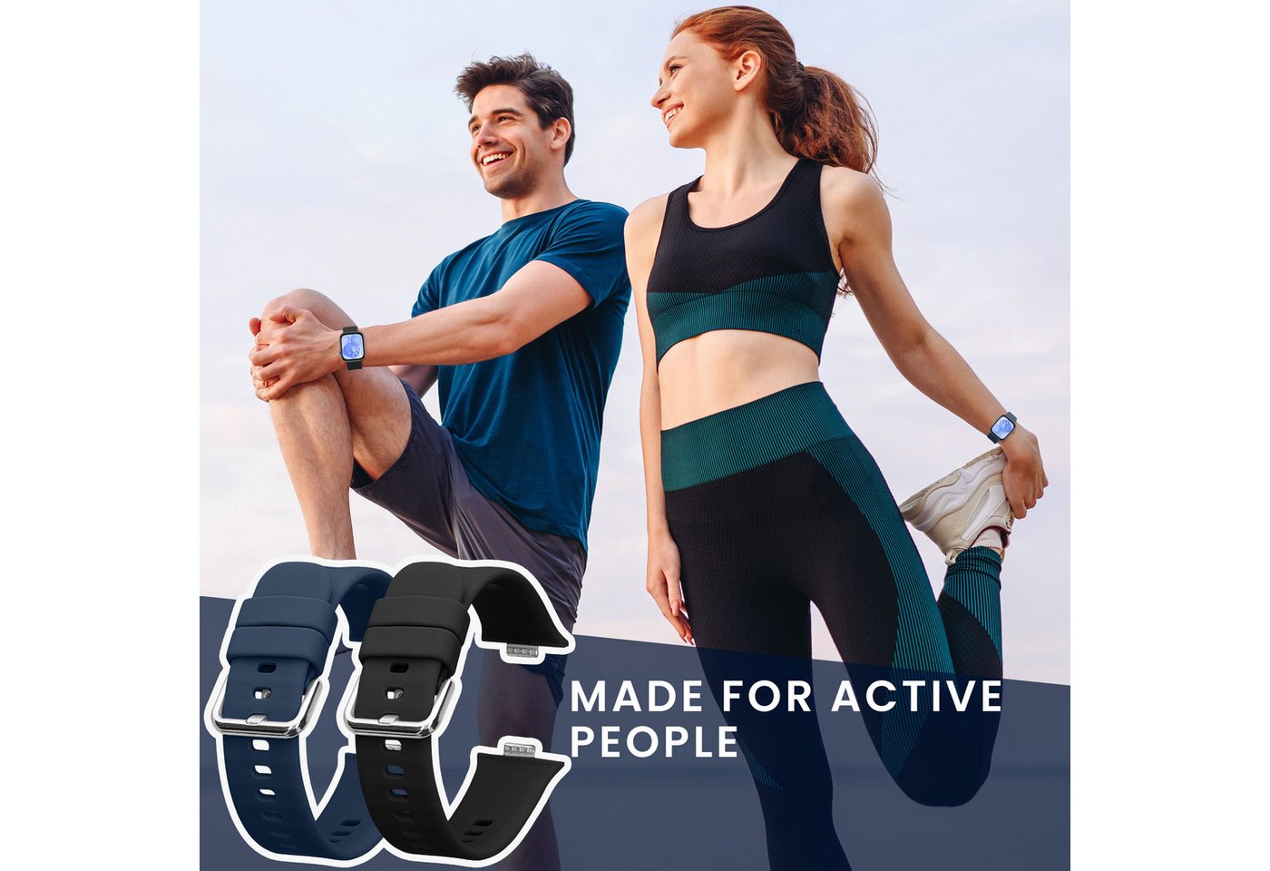 kwmobile 2x Uhrenarmband für Huawei Watch Fit 3 Armband Smartwatch, 2-tlg., Fitnesstracker Band Set aus TPU Silikon - Ersatzarmband Smartwatch Bild 2