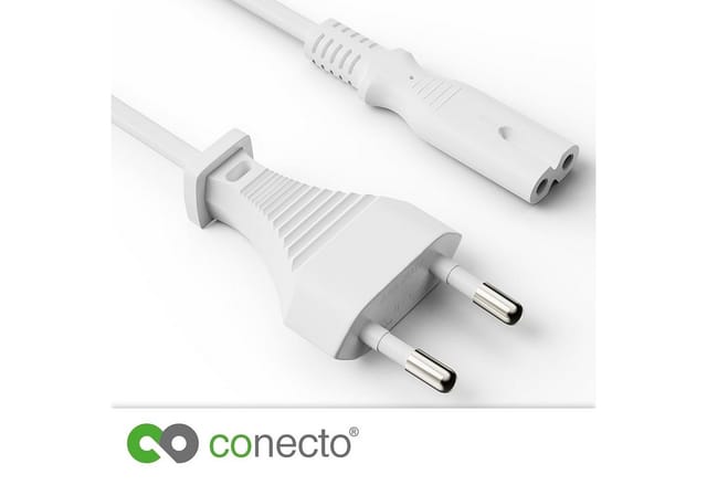 conecto conecto Strom-Kabel, Euro-Stecker gerade auf C7 IEC-Buchse gerade, Stromkabel, (100 cm)