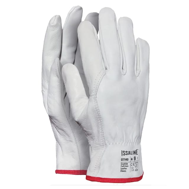 Top Industrial Starter 07140 Weiße Vollnarbenlederhandschuhe - 9 (l) - Bianco