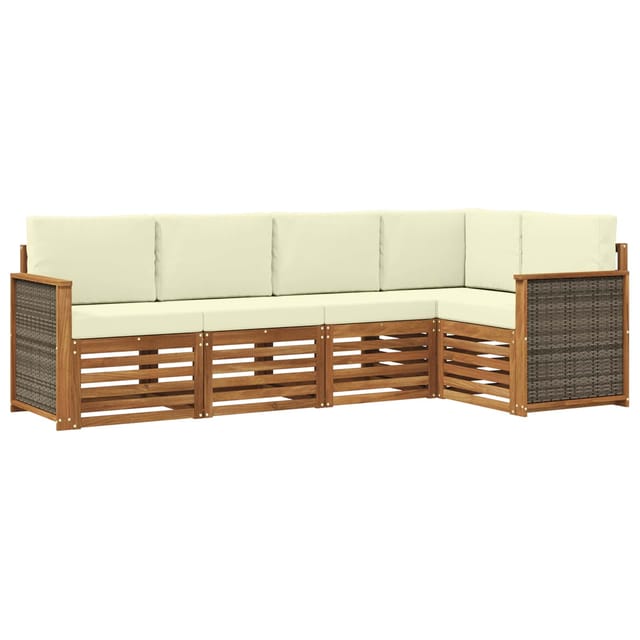Vidaxl Sectional Sofa Set With Cushion 4 Pcs Natural And Cream