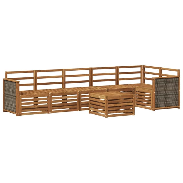 Vidaxl Sectional Sofa Set 6 Pcs Natural Solid Acacia Wood