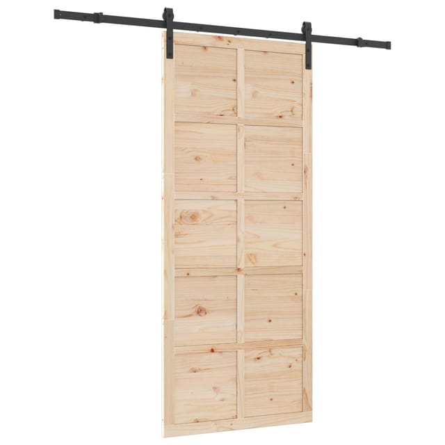 Schiebetür Natur 90 X 208 Cm Massives Kiefernholz Vidaxl