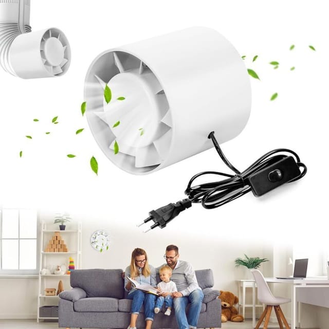 Rohrlüfter (100 Mm) – 130 M³/h, Sparsam Und Leise, Mit Integriertem Eu-stecker Und Schalter, Für Bad, Küche, Wc
