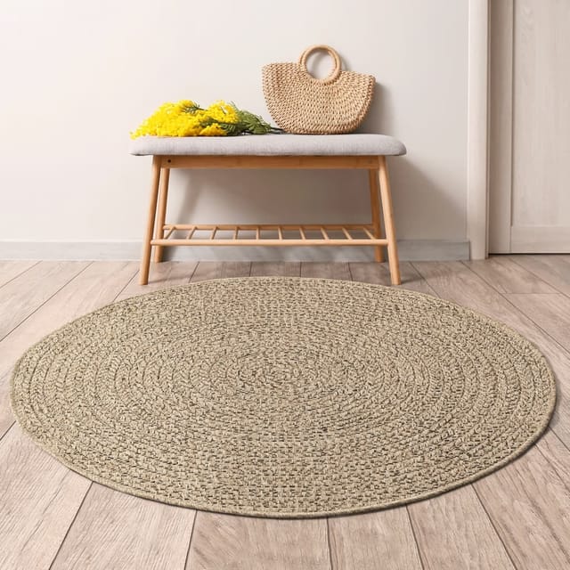 Teppich Zizur Ø 200 Cm Jute-optik Indoor Und Outdoor